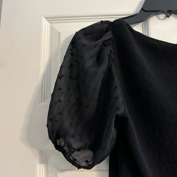 Altar’d State Black Fitted dress with balloon dotted sleeves - Size Medium - Picture 3 of 5